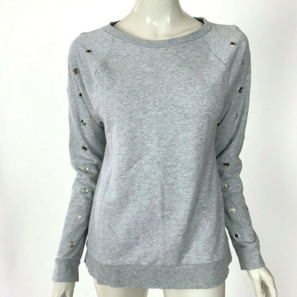 Joe's Jeans Light Gray Grommet-Detail Crewneck Sweatshirt